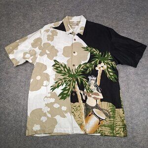 Bohio By‎ JMP Mens 100% Linen Shirt Size L Hawaiian Floral Button Short Sleeves